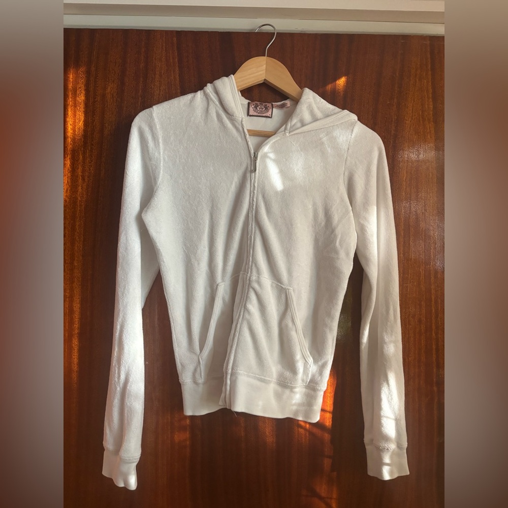 Juicy Couture White Terry Cloth Hoodie